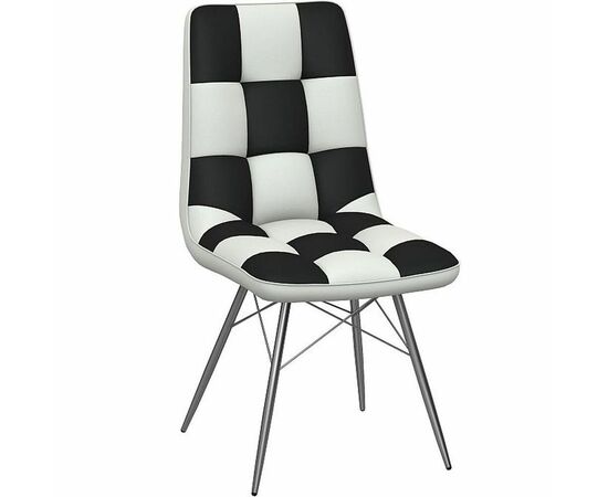 Стул «Бордо» двухцветный бело-черный, паук хром, изображение 3 | Интернет магазин мебели и декора LifeDekor