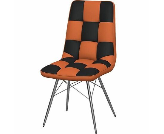 Стул «Бордо» двухцветный оранжево-коричневый, паук хром, изображение 2 | Интернет магазин мебели и декора LifeDekor
