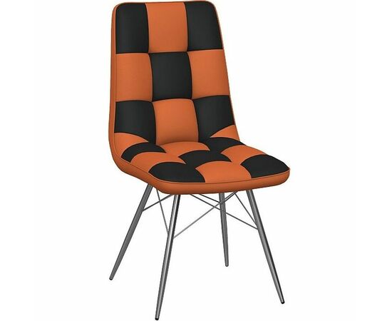 Стул «Бордо» двухцветный оранжево-коричневый, паук хром, изображение 3 | Интернет магазин мебели и декора LifeDekor