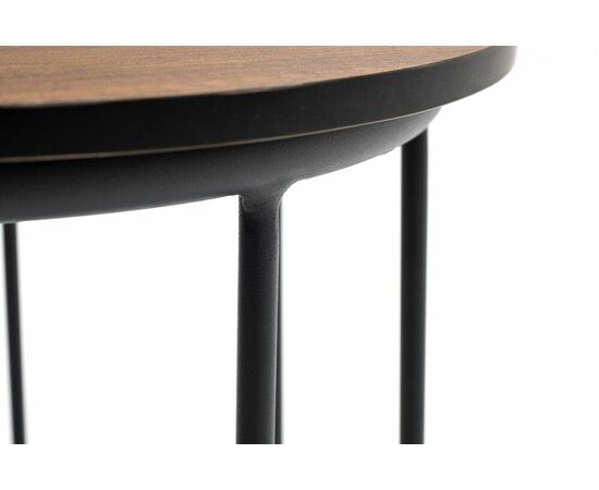 "Эквадор" журнальный стол из HPL круглый Ø40 H55, каркас из алюминия темно-серый (RAL 7024) муар, цвет столешницы "дуб", изображение 2 | Интернет магазин мебели и декора LifeDekor