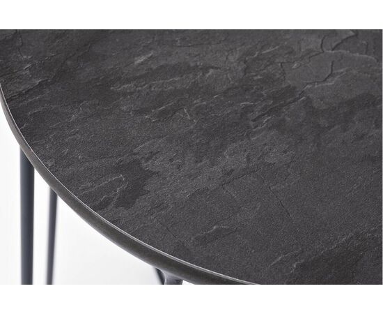 "Эквадор" журнальный стол из HPL круглый Ø40 H55, каркас из алюминия темно-серый (RAL 7024) муар, цвет столешницы "серый гранит", изображение 2 | Интернет магазин мебели и декора LifeDekor