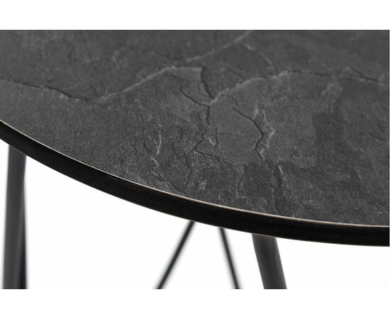 "Колумбия" журнальный стол из HPL круглый Ø40 H55, каркас из алюминия темно-серый (RAL 7024), цвет столешницы "серый гранит", изображение 2 | Интернет магазин мебели и декора LifeDekor