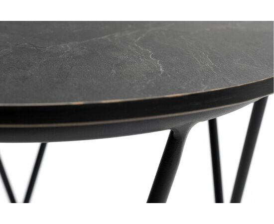 "Колумбия" журнальный стол из HPL круглый Ø40 H55, каркас из алюминия темно-серый (RAL 7024), цвет столешницы "серый гранит", изображение 3 | Интернет магазин мебели и декора LifeDekor