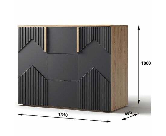 Комод «Оливия» 2Д3Я КМК 0971.2, дуб наварра/шагрень черная, изображение 3 | Интернет магазин мебели и декора LifeDekor