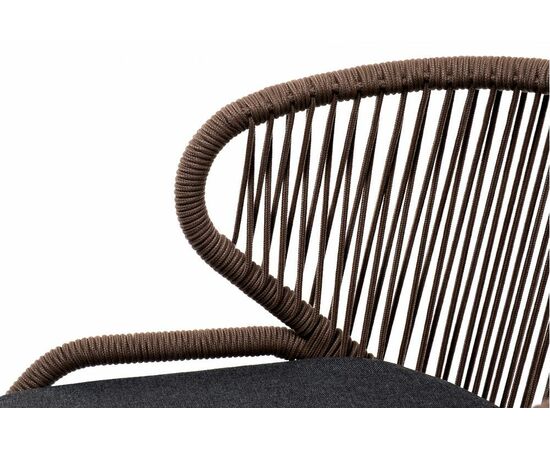 "Милан" стул плетеный из роупа, каркас алюминий коричневый (RAL8016) муар, роуп коричневый круглый, ткань темно-серая 027, изображение 4 | Интернет магазин мебели и декора LifeDekor