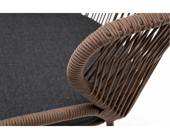 "Милан" стул плетеный из роупа, каркас алюминий коричневый (RAL8016) муар, роуп коричневый круглый, ткань темно-серая 027, изображение 5 | Интернет магазин мебели и декора LifeDekor