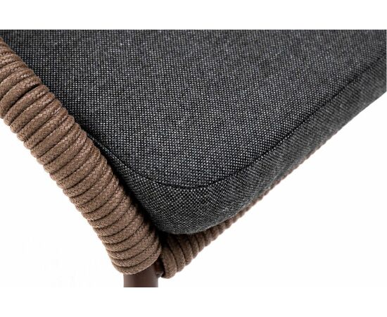 "Милан" стул плетеный из роупа, каркас алюминий коричневый (RAL8016) муар, роуп коричневый круглый, ткань темно-серая 027, изображение 6 | Интернет магазин мебели и декора LifeDekor