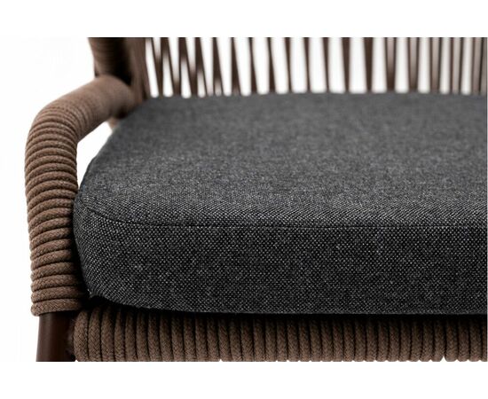 "Милан" стул плетеный из роупа, каркас алюминий коричневый (RAL8016) муар, роуп коричневый круглый, ткань темно-серая 027, изображение 7 | Интернет магазин мебели и декора LifeDekor