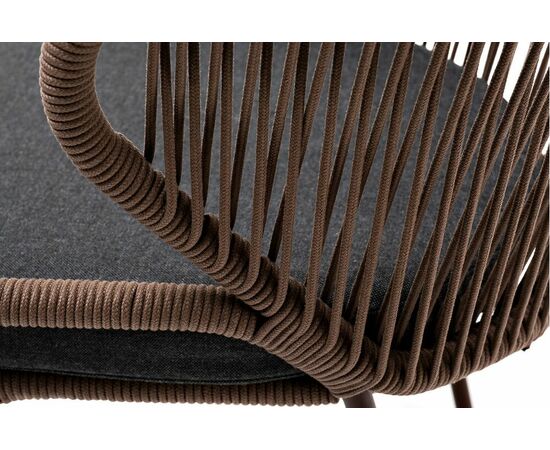 "Милан" стул плетеный из роупа, каркас алюминий коричневый (RAL8016) муар, роуп коричневый круглый, ткань темно-серая 027, изображение 8 | Интернет магазин мебели и декора LifeDekor