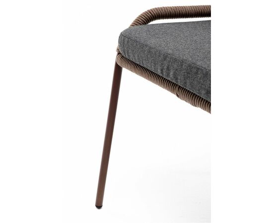 "Милан" стул плетеный из роупа, каркас алюминий коричневый (RAL8016) муар, роуп коричневый круглый, ткань темно-серая 027, изображение 9 | Интернет магазин мебели и декора LifeDekor