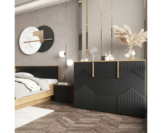 Комод «Оливия» 2Д3Я КМК 0971.2, дуб наварра/шагрень черная, изображение 5 | Интернет магазин мебели и декора LifeDekor