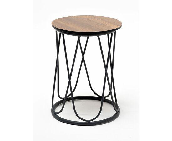 "Перу" журнальный стол из HPL круглый Ø40 H55, каркас из алюминия темно-серый (RAL 7024) муар, цвет столешницы "дуб" | Интернет магазин мебели и декора LifeDekor