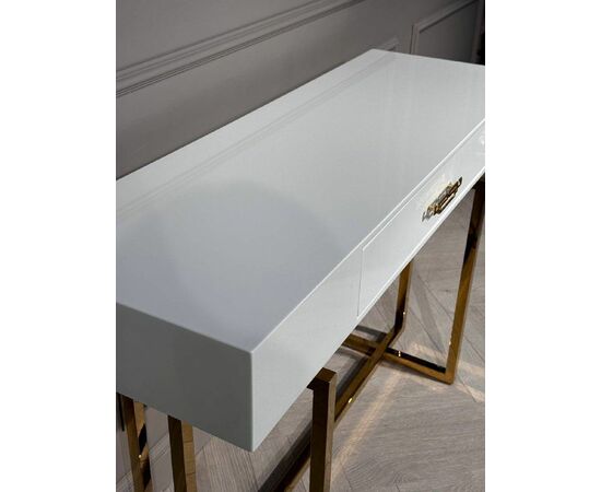 Стол-консоль Гарда-1 P-MJ-003, 120х40х76 см, белый/золото, изображение 6 | Интернет магазин мебели и декора LifeDekor