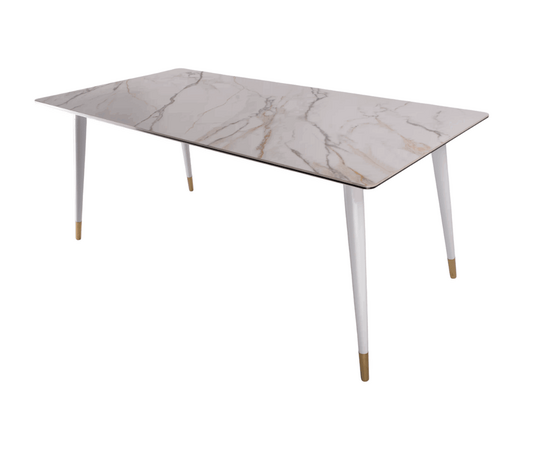 Стол обеденный Рио Гранд MC232-180WH, 180х90х76 см, белая керамика/золото, изображение 3 | Интернет магазин мебели и декора LifeDekor
