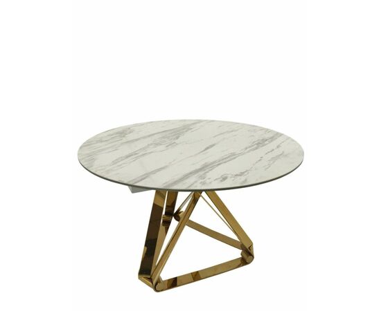 Стол обеденный раскладной Рондо Голд MC8239-120W, 120(+30+30)х76 см, белая керамика/золото | Интернет магазин мебели и декора LifeDekor