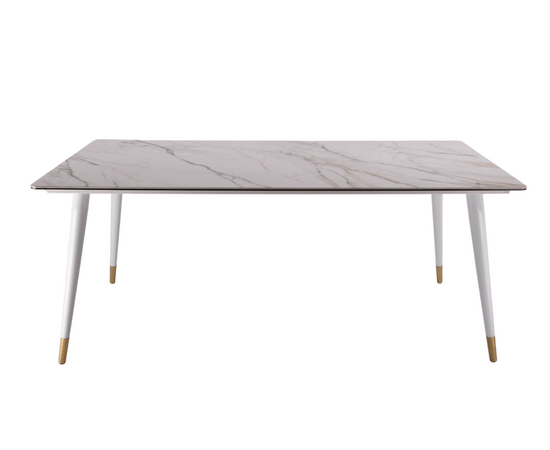 Стол обеденный Рио Гранд MC232-180WH, 180х90х76 см, белая керамика/золото | Интернет магазин мебели и декора LifeDekor