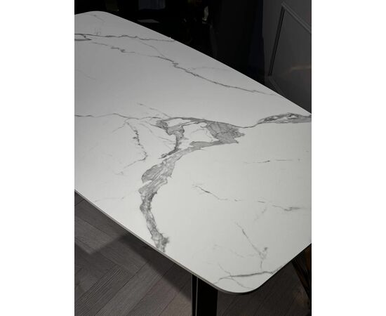 Стол обеденный Соар-2 F-1690,160х90х76 см, бело-серая керамика/золото | Интернет магазин мебели и декора LifeDekor