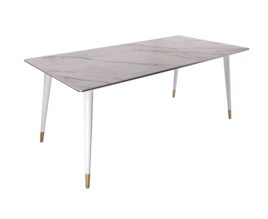 Стол обеденный Рио Гранд MC232-180WH, 180х90х76 см, белая керамика/золото, изображение 2 | Интернет магазин мебели и декора LifeDekor