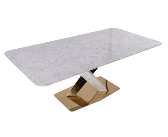 Стол обеденный Интерно Гранд MC3042-200WH, 200х100х75 см, белый мрамор/золото, изображение 4 | Интернет магазин мебели и декора LifeDekor