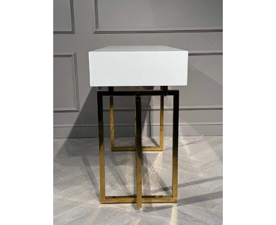 Стол-консоль Гарда-1 P-MJ-003, 120х40х76 см, белый/золото, изображение 2 | Интернет магазин мебели и декора LifeDekor