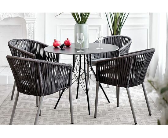 "Конте" интерьерный стол из HPL круглый Ø90см, цвет "серый гранит", изображение 2 | Интернет магазин мебели и декора LifeDekor