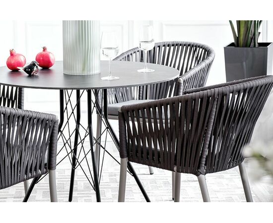 "Конте" интерьерный стол из HPL круглый Ø90см, цвет "серый гранит", изображение 3 | Интернет магазин мебели и декора LifeDekor