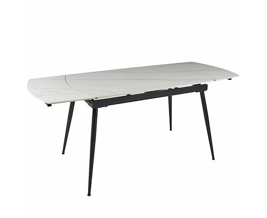 Стол керамический раскладной Astra 120-180*80*76 белый мрамор/черный | Интернет магазин мебели и декора LifeDekor