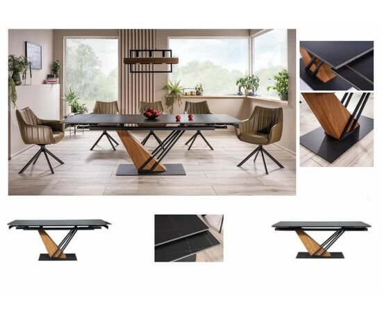 Стол Morion 160-220*90 черная керамика/черный, дерево, изображение 11 | Интернет магазин мебели и декора LifeDekor