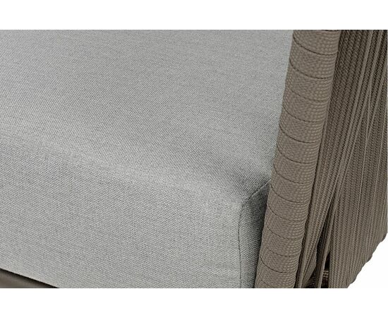 "Багамы" кресло плетеное из роупа, каркас алюминий бежево-серый (RAL7006) муар, роуп серо-коричневый 23мм, ткань светло-серая, изображение 4 | Интернет магазин мебели и декора LifeDekor