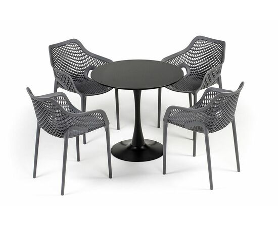 "Беллини" обеденная группа на 4 персоны, цвет темно-серый | Интернет магазин мебели и декора LifeDekor