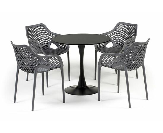 "Беллини" обеденная группа на 4 персоны, цвет темно-серый, изображение 2 | Интернет магазин мебели и декора LifeDekor