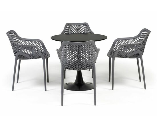 "Беллини" обеденная группа на 4 персоны, цвет темно-серый, изображение 3 | Интернет магазин мебели и декора LifeDekor