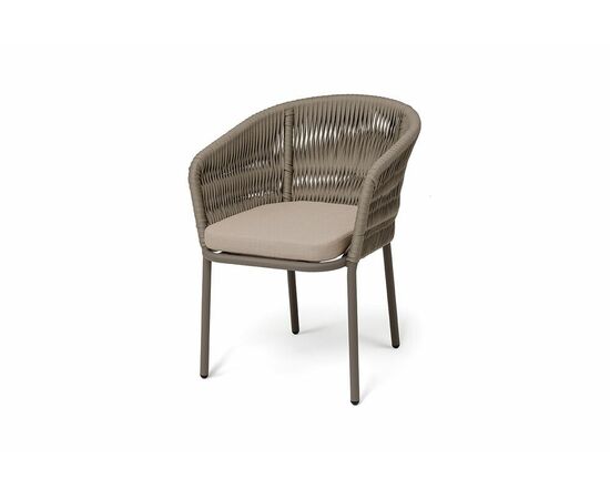 "Бордо" стул плетеный из роупа (колос), каркас алюминий бежево-серый (RAL7006) муар, роуп серо-коричневый 23мм, ткань Mossle бежевая | Интернет магазин мебели и декора LifeDekor