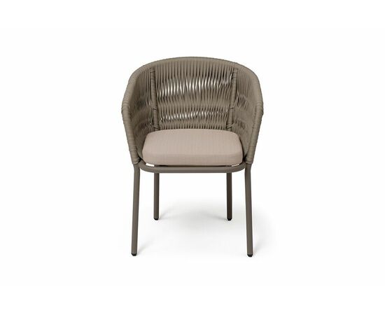 "Бордо" стул плетеный из роупа (колос), каркас алюминий бежево-серый (RAL7006) муар, роуп серо-коричневый 23мм, ткань Mossle бежевая, изображение 2 | Интернет магазин мебели и декора LifeDekor