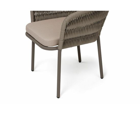 "Бордо" стул плетеный из роупа (колос), каркас алюминий бежево-серый (RAL7006) муар, роуп серо-коричневый 23мм, ткань Mossle бежевая, изображение 4 | Интернет магазин мебели и декора LifeDekor