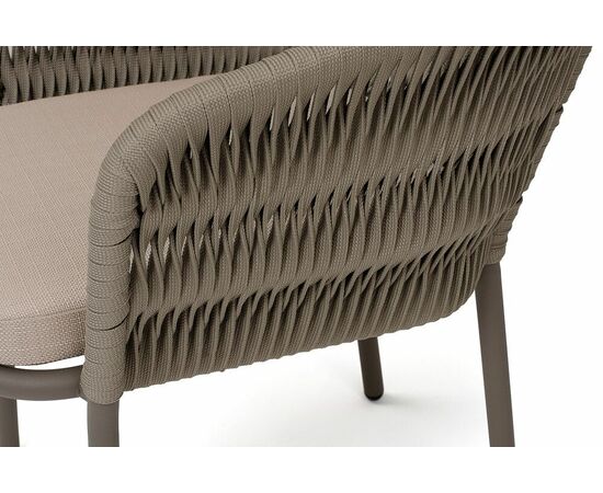 "Бордо" стул плетеный из роупа (колос), каркас алюминий бежево-серый (RAL7006) муар, роуп серо-коричневый 23мм, ткань Mossle бежевая, изображение 5 | Интернет магазин мебели и декора LifeDekor