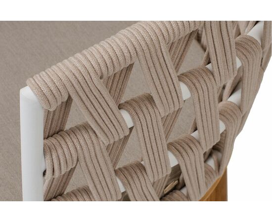 "Диего" стул плетеный из роупа, основание дуб каркас из стали белый муар, роуп бежевый круглый, ткань бежевая 052, изображение 5 | Интернет магазин мебели и декора LifeDekor