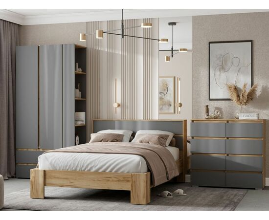 Комод «Хелен» КМ-02, 4 ящика, графит/дуб крафт золотой, изображение 4 | Интернет магазин мебели и декора LifeDekor