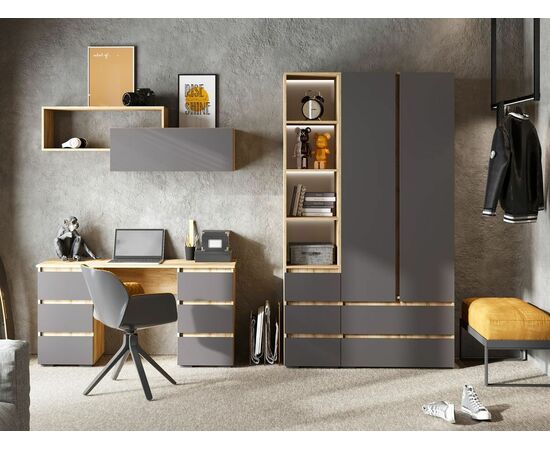 Комод «Хелен» КМ-03 5 ящиков, графит/дуб крафт золотой, изображение 5 | Интернет магазин мебели и декора LifeDekor