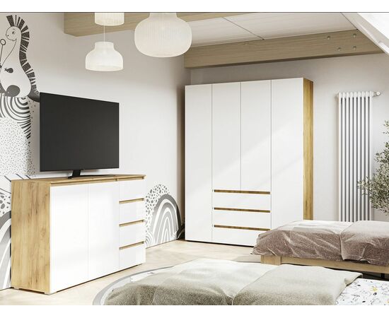 Комод «Хелен» КМ-06, белый/дуб крафт золотой, изображение 6 | Интернет магазин мебели и декора LifeDekor