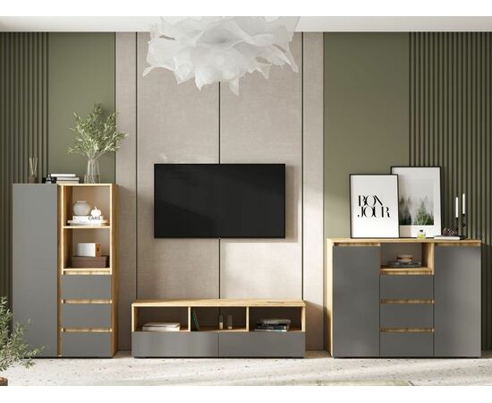 Комод «Хелен» КМ-01, графит/дуб крафт золотой, изображение 4 | Интернет магазин мебели и декора LifeDekor