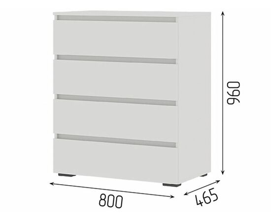 Комод «Хелен» КМ-02, 4 ящика, белый, изображение 3 | Интернет магазин мебели и декора LifeDekor