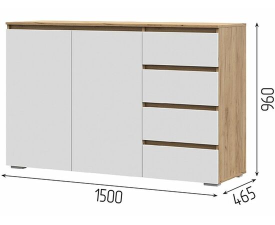 Комод «Хелен» КМ-06, белый/дуб крафт золотой, изображение 3 | Интернет магазин мебели и декора LifeDekor