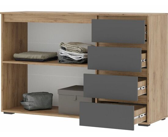 Комод «Хелен» КМ-06, графит/дуб крафт золотой, изображение 3 | Интернет магазин мебели и декора LifeDekor