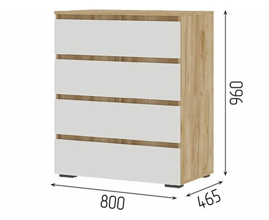 Комод «Хелен» КМ-02, 4 ящика, белый/дуб крафт золотой, изображение 3 | Интернет магазин мебели и декора LifeDekor