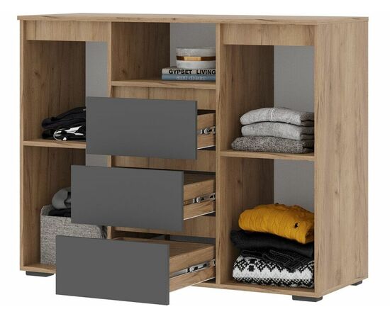 Комод «Хелен» КМ-01, графит/дуб крафт золотой, изображение 3 | Интернет магазин мебели и декора LifeDekor