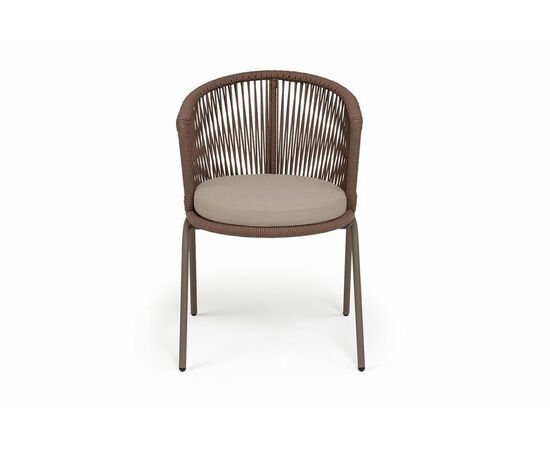 "Люксембург" стул плетеный из роупа, каркас из стали бежево-серый (RAL7006) муар, роуп коричневый круглый, ткань Mossle бежевая, изображение 2 | Интернет магазин мебели и декора LifeDekor