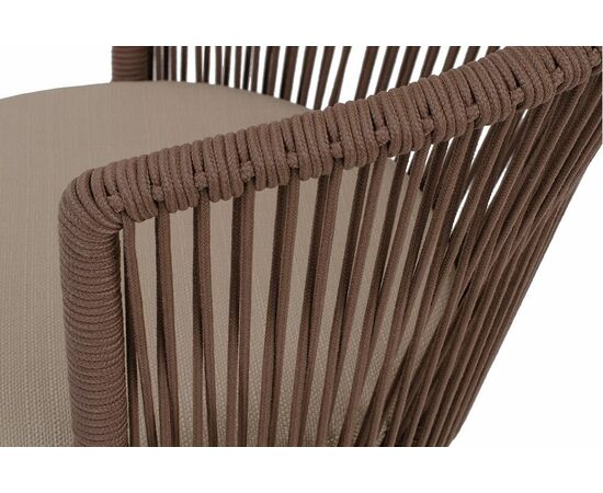 "Люксембург" стул плетеный из роупа, каркас из стали бежево-серый (RAL7006) муар, роуп коричневый круглый, ткань Mossle бежевая, изображение 4 | Интернет магазин мебели и декора LifeDekor