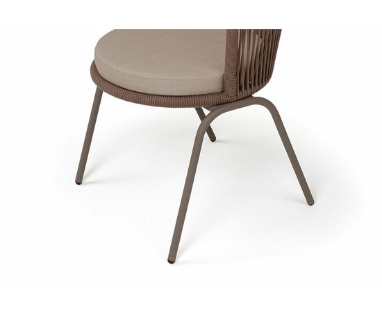 "Люксембург" стул плетеный из роупа, каркас из стали бежево-серый (RAL7006) муар, роуп коричневый круглый, ткань Mossle бежевая, изображение 6 | Интернет магазин мебели и декора LifeDekor