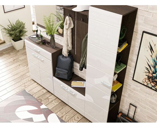 Пенал-стеллаж «Вегас», белый глянец/венге, изображение 6 | Интернет магазин мебели и декора LifeDekor